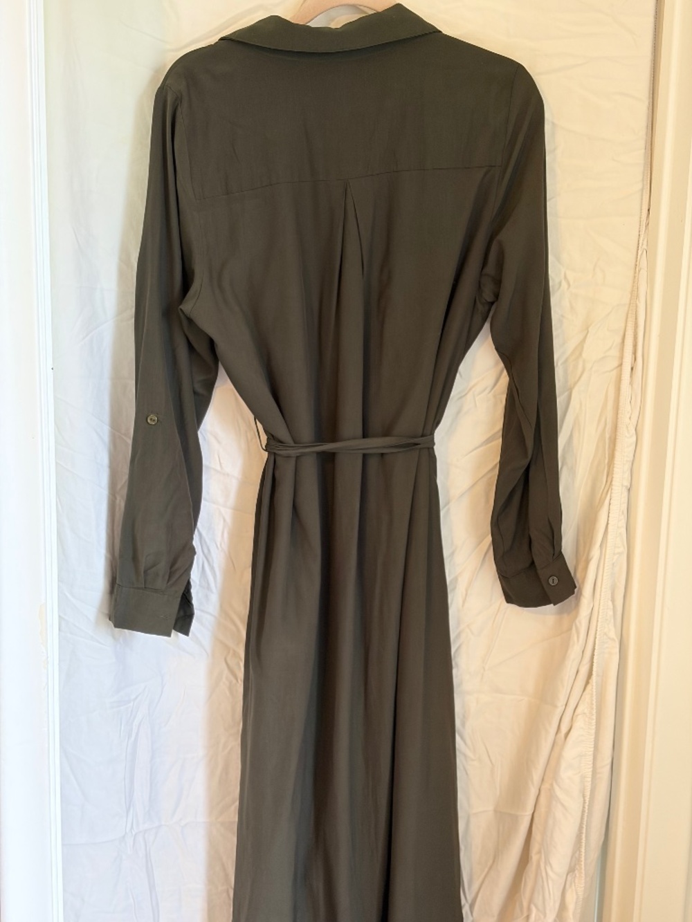 Olive green shirt dress